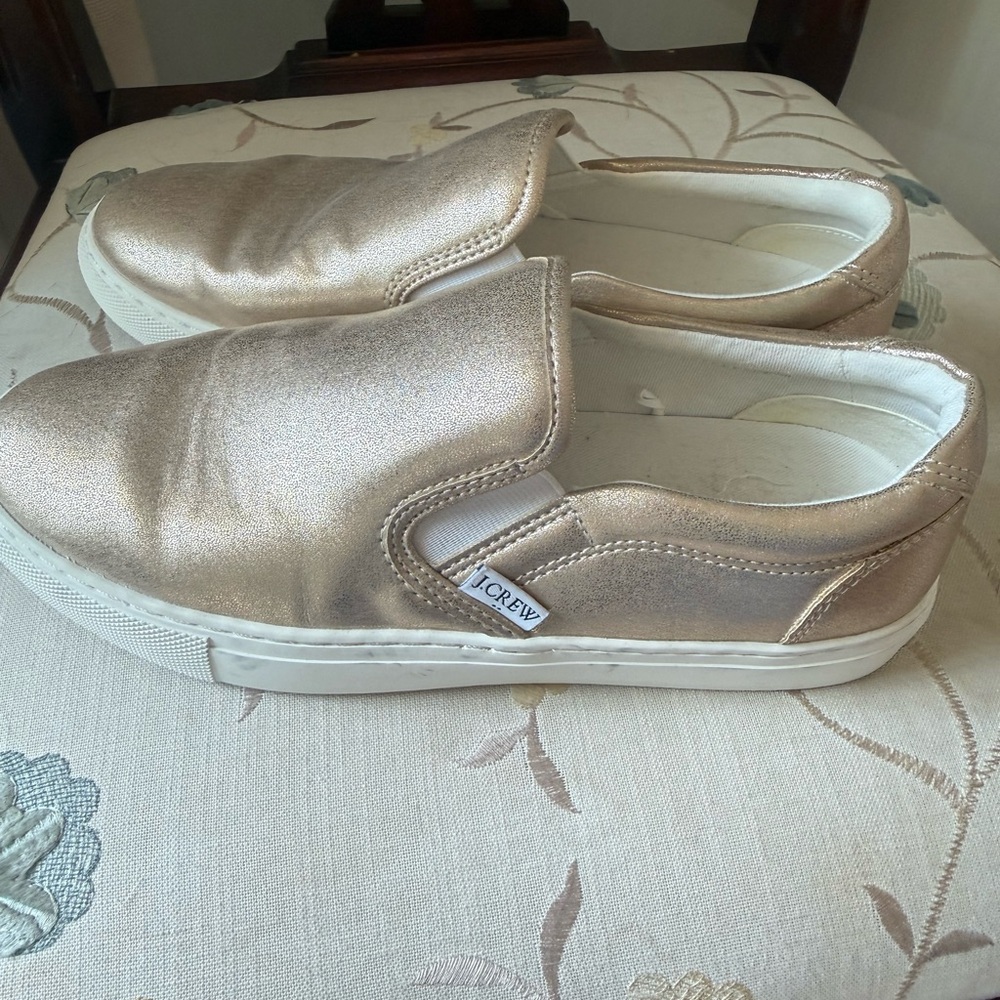 J. Crew Metallic Gold Slip-On Sneakers size 7.5 - Picture 2 of 3